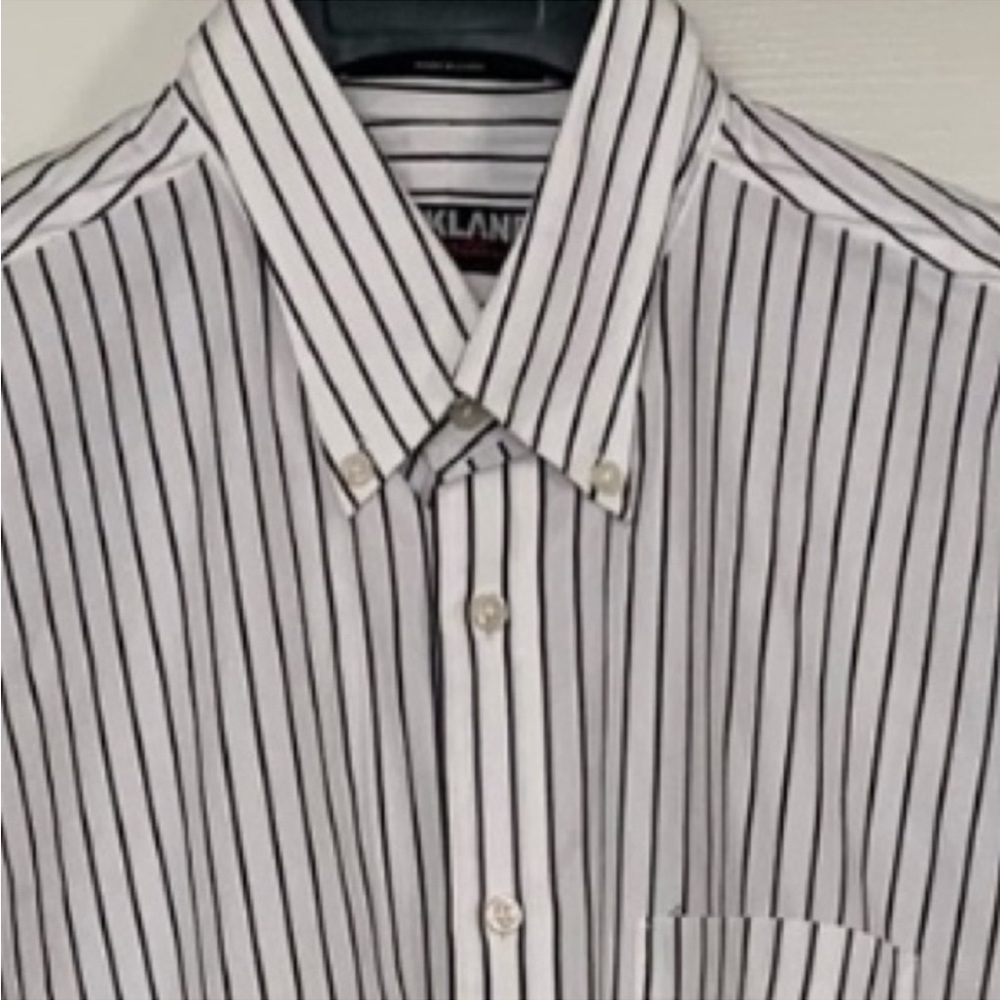 Kirkland men button down shirt size 16.5-34 stripe cotton long sleeve - Picture 4 of 4